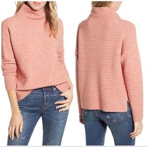 Madewell Belmont mock neck rib sweater in coral